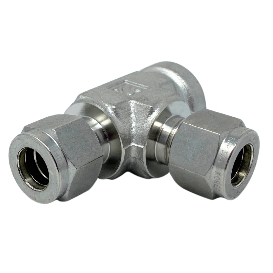 SFRT 16-16N : Superlok Stainless Run Tee, 1" (-16) Tube OD x 1" (-16) Tube OD x 1-11-1/2 (-16N) Female NPT