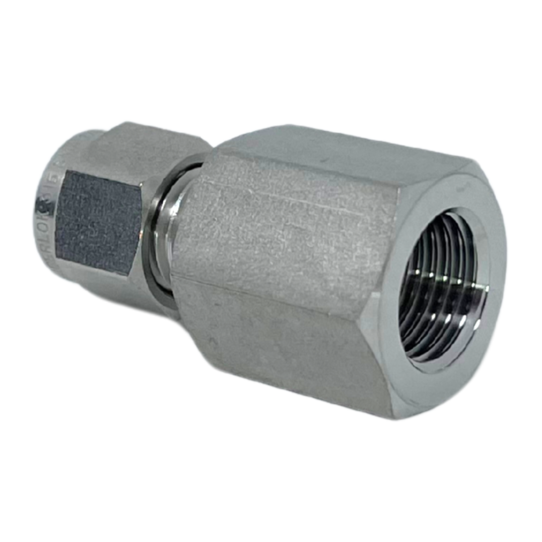 SGC 8-4G : Superlok Straight Stainless Gauge Connector, 1/2" (-8) Tube OD x 1/4-19 (-4G) Female BSPP