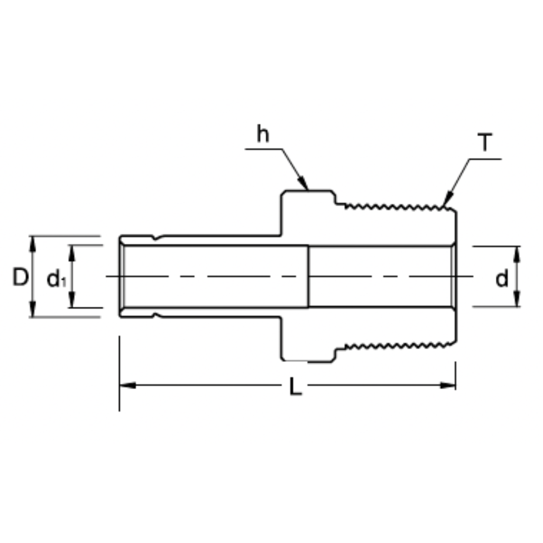 SMA 16-16N : Superlok Straight Stainless Tube Adapter, 1" (-16) Tube Stub x 1-11-1/2 (-16N) Male NPT
