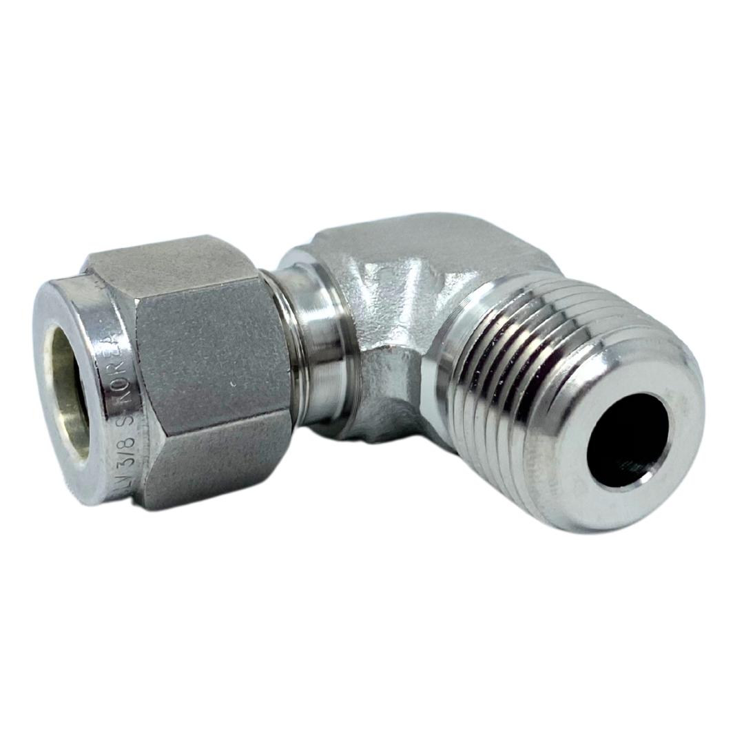SME 6-8N : Superlok 90-Degree Stainless Tube Adapter, 3/8" (-6) Tube OD x 1/2-14 (-8N) Male NPT