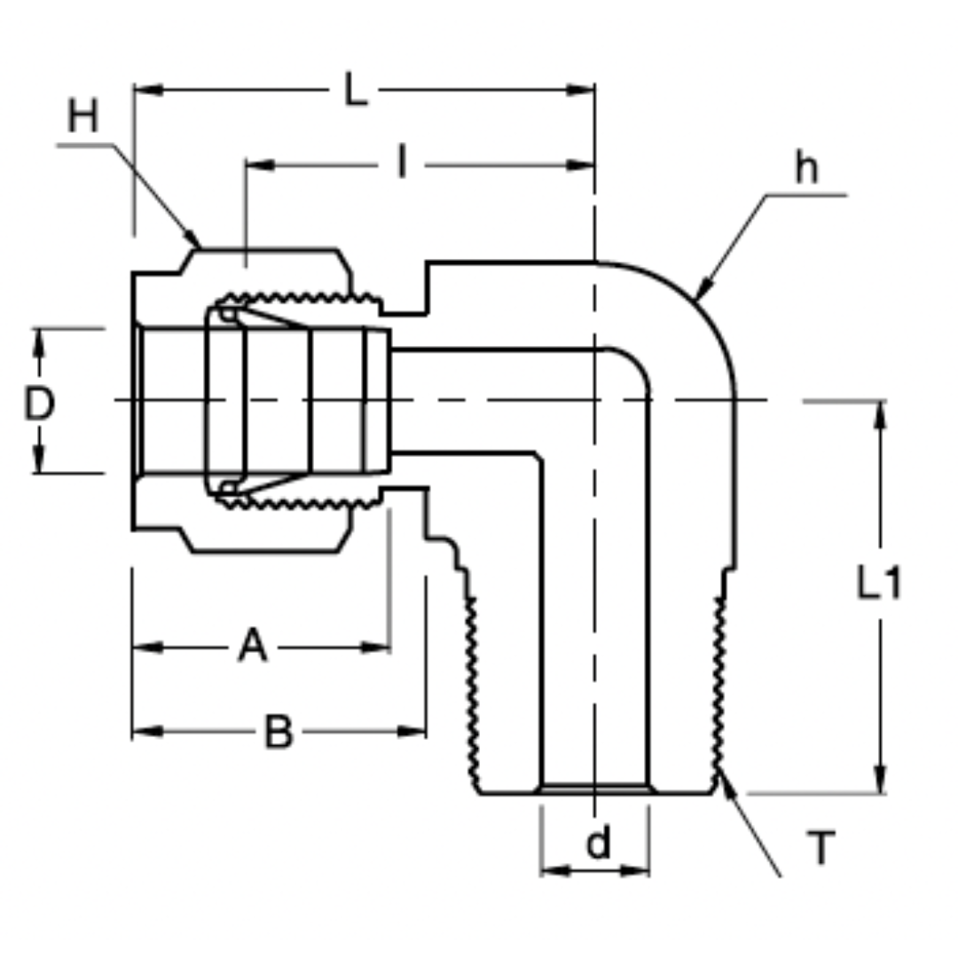 SME 8-8N : Superlok 90-Degree Stainless Tube Adapter, 1/2" (-8) Tube OD x 1/2-14 (-8N) Male NPT