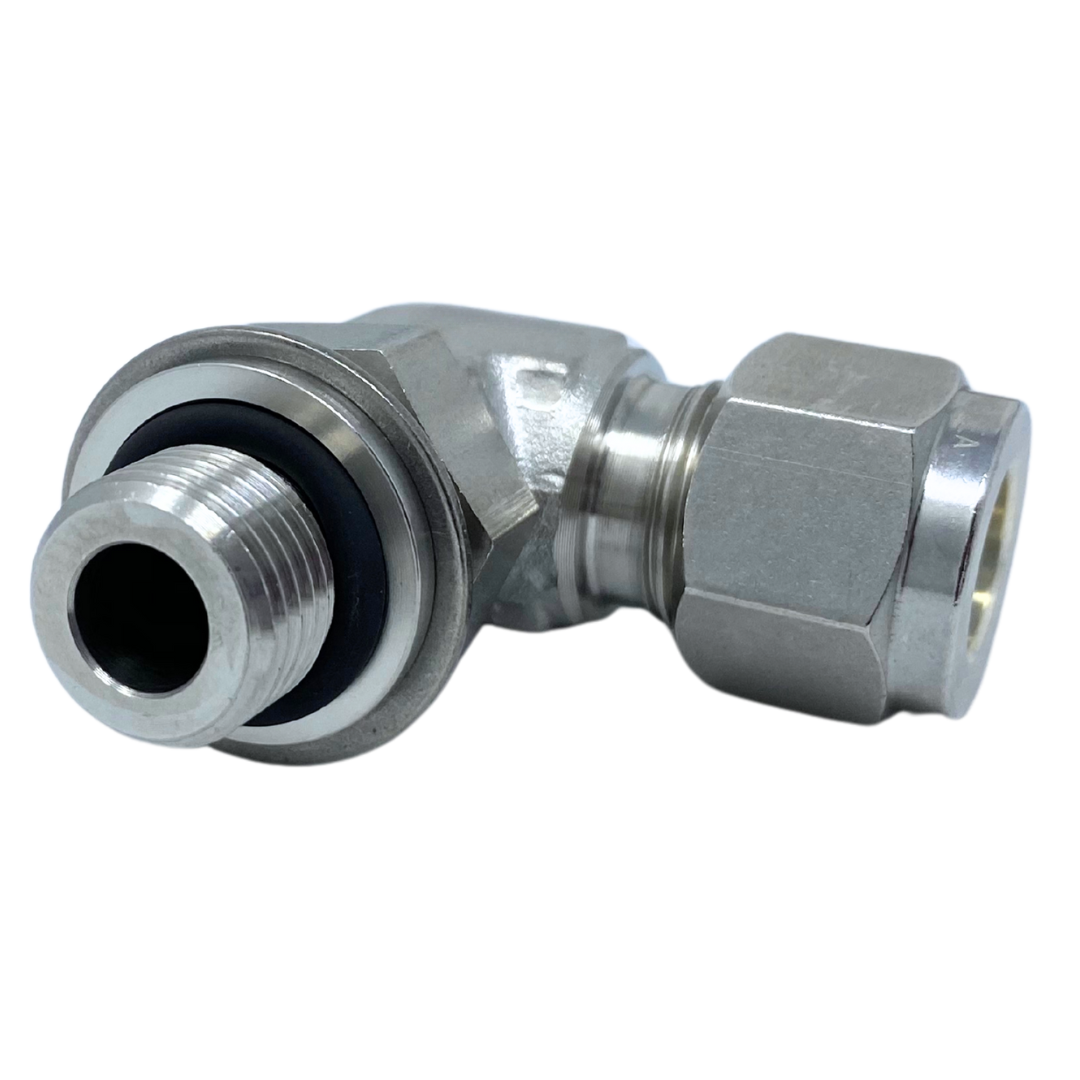 SPME 8-8U : Superlok 90-Degree Stainless Tube Adapter, 1/2" (-8) Tube OD x 3/4-16 (-8U) Male ORB