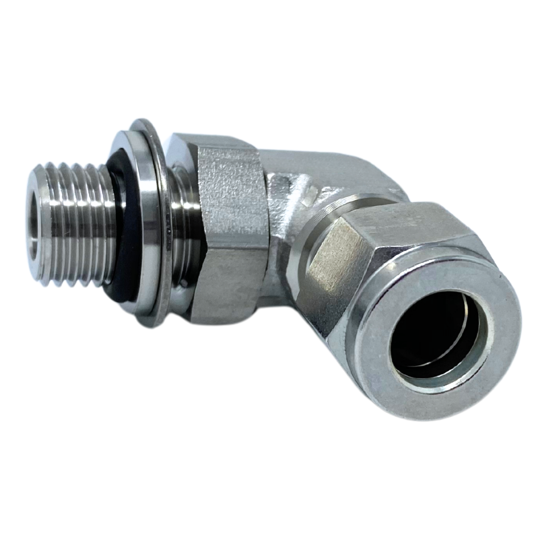 SPME 8-8U : Superlok 90-Degree Stainless Tube Adapter, 1/2" (-8) Tube OD x 3/4-16 (-8U) Male ORB