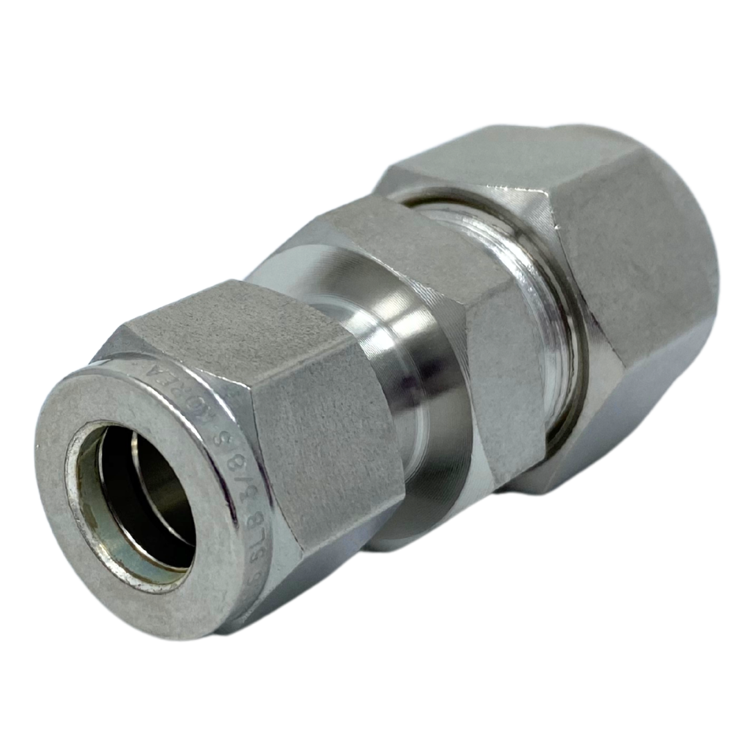 SRU 5-4 : Superlok Straight Stainless Fractional Tube Reducing Union, 5/16" (-5) Tube OD x 1/4" (-4) Tube OD