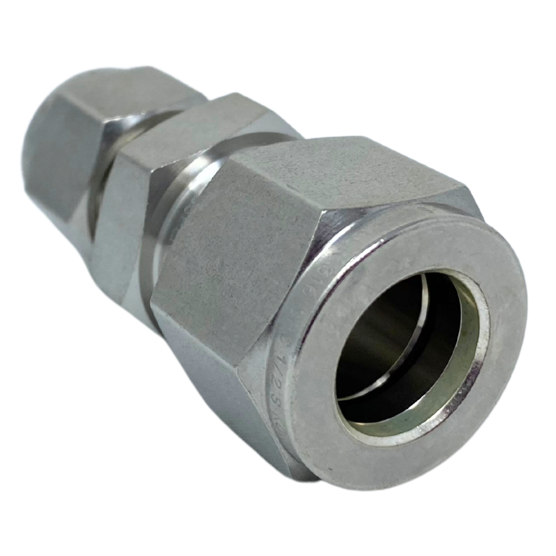 SRU 5-4 : Superlok Straight Stainless Fractional Tube Reducing Union, 5/16" (-5) Tube OD x 1/4" (-4) Tube OD