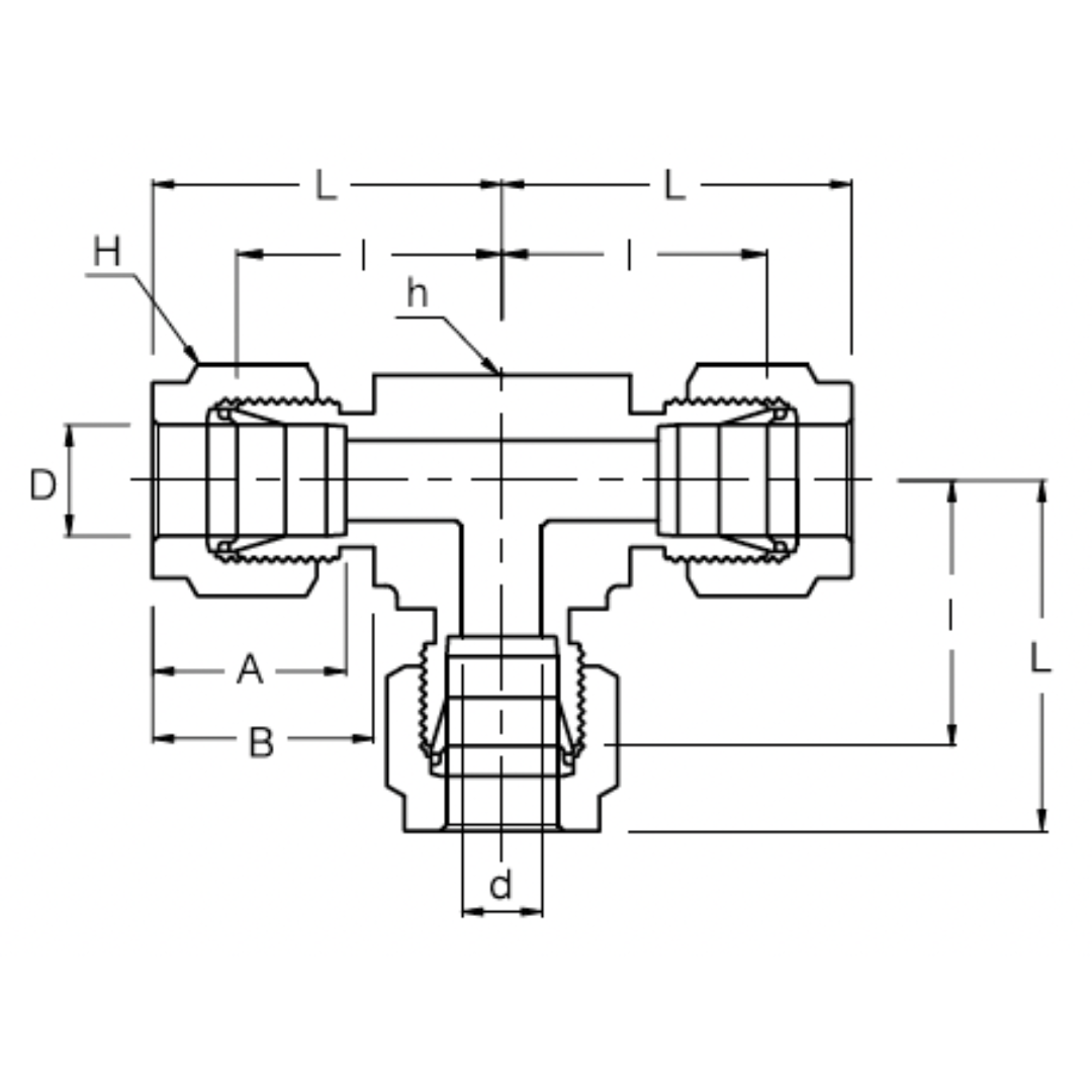SUT-8 : Superlok Stainless Union Tee Adapter, 1/2" (-8) Tube OD