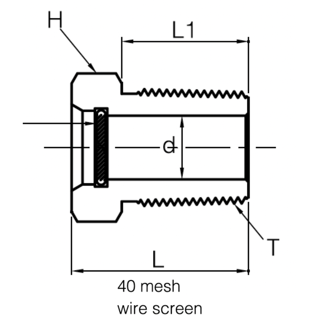 SVP-4N-S316 : Superlok Stainless Vent Protector Mud Dauber, 1/4-18 (-4) Male NPT