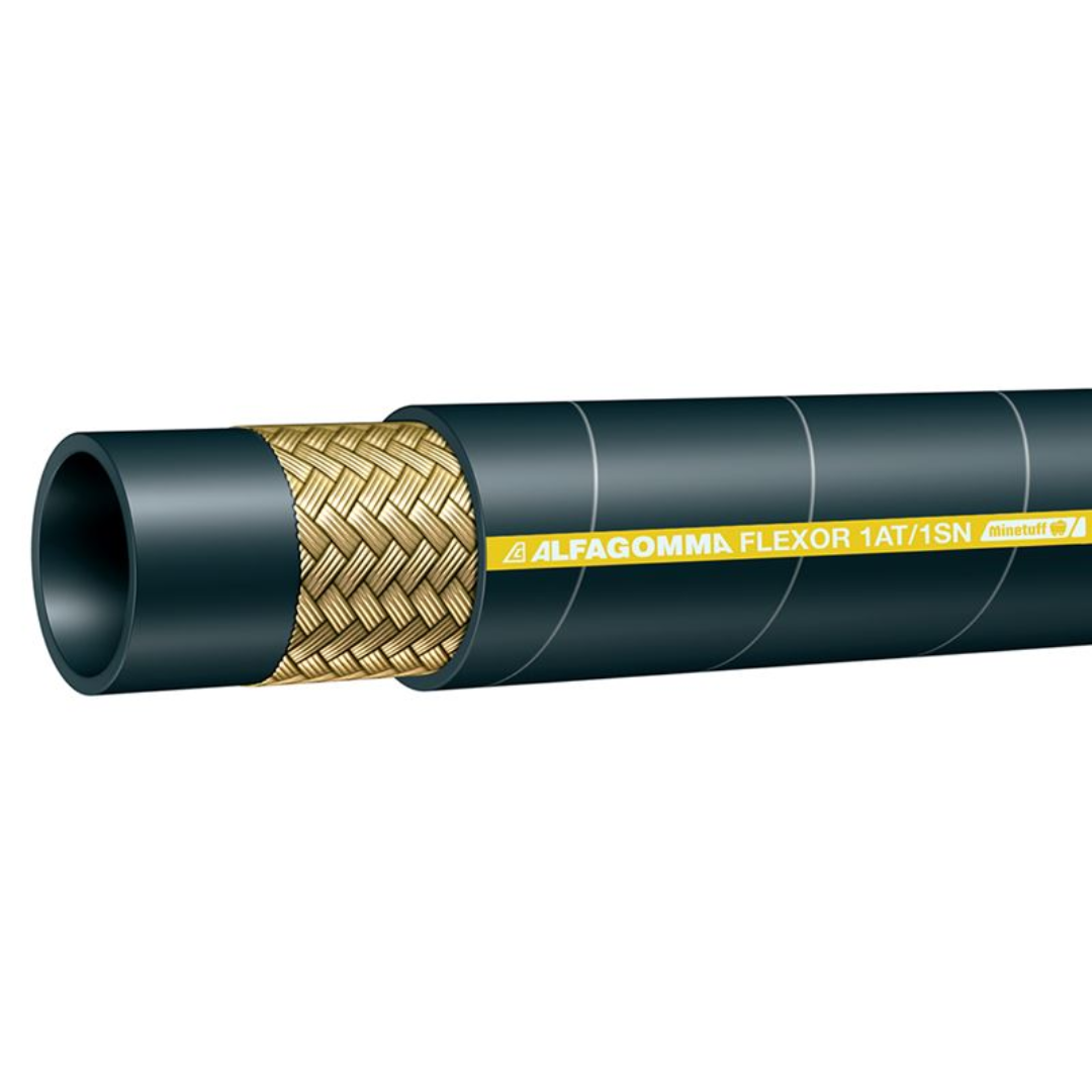 TR1MT-03 BY THE INCH : Alfagomma Single Wire 1SN/R1AT MINETUFF Hydraulic Hose, 3/16 (-03) ID, 3630psi