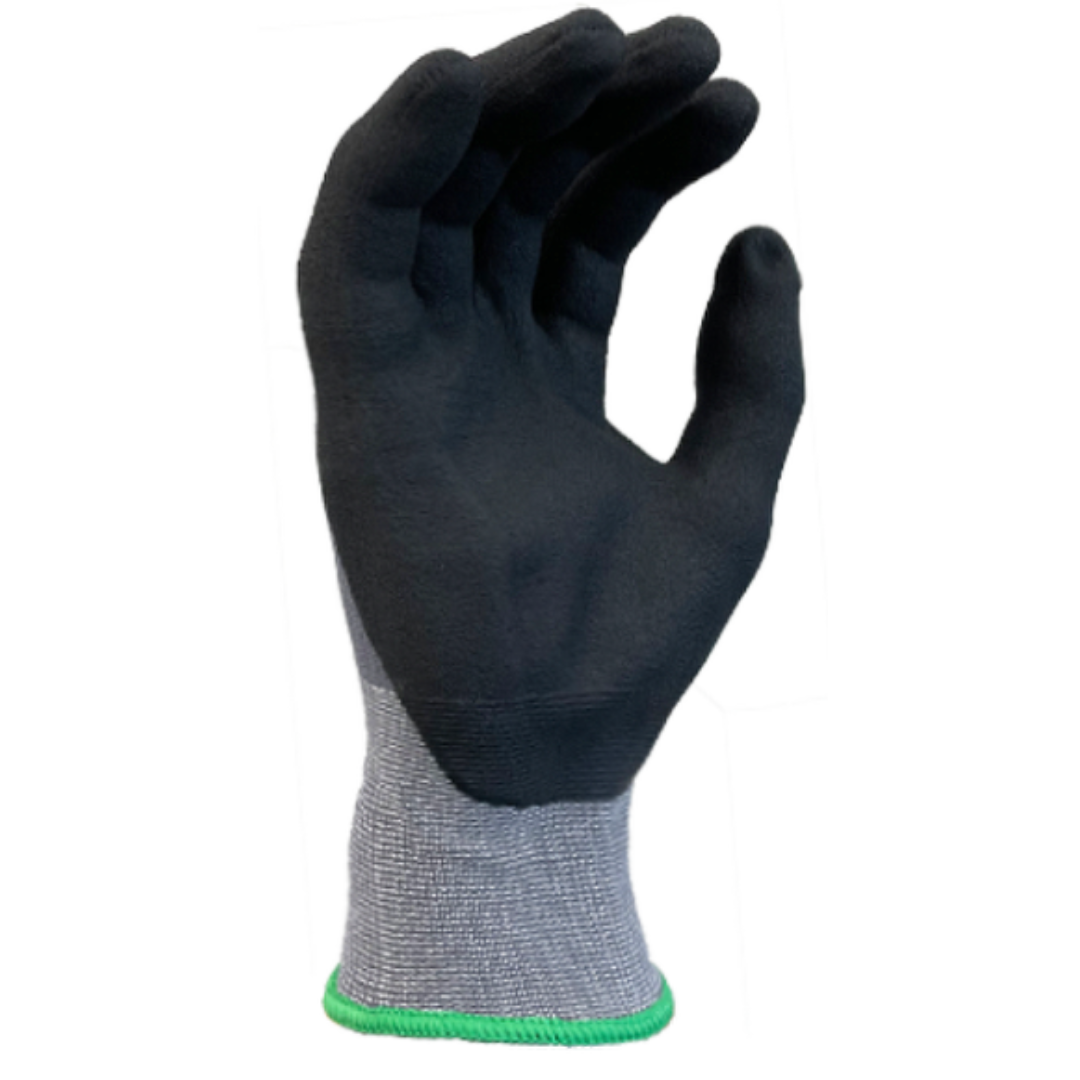 OT1002-12PK : Rockdare 15 Gauge Gray Nylon shell, Black Micro-Foam Nitrile Palm coated, Touchscreen compatible, FDA 21 CFR 177.1520 compliant, 12-Pack