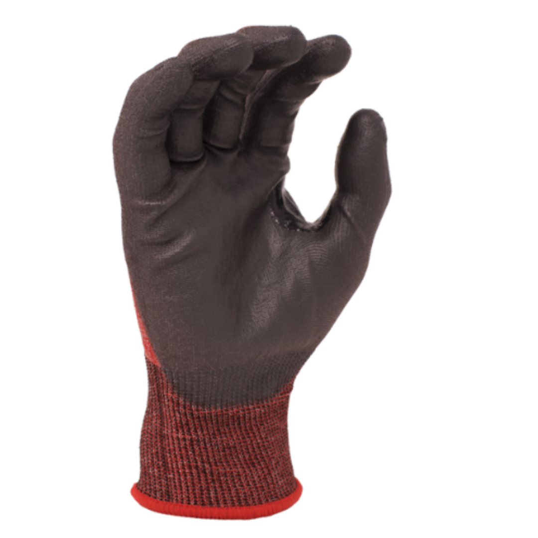 VSP47670TC-12PK : Versus Plus® 18 Gauge Red Falstone Fiber shell, Black Polyurethane Palm coated, Reinforced Nitrile Thumb Saddle, ANSI Cut A4, Touchscreen compatible, 12-Pack