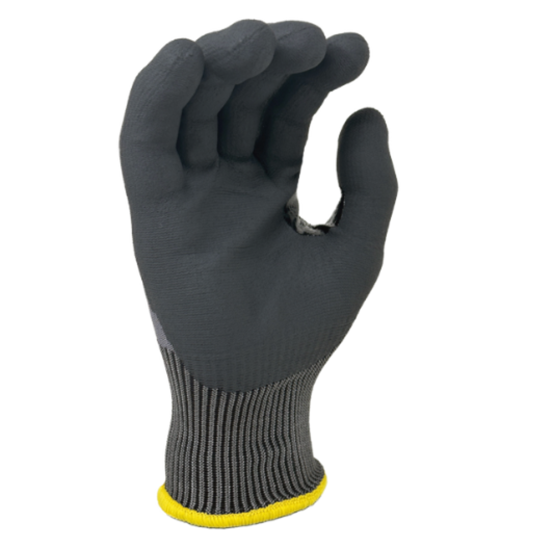 VSP52160TC-12PK : Versus Plus 15 Gauge Gray Turnbull and R-PET, Black Micro-Foam Nitrile Palm coated, Reinforced Thumb Saddle, ANSI Cut A5, Touchscreen compatible, 12-Pack