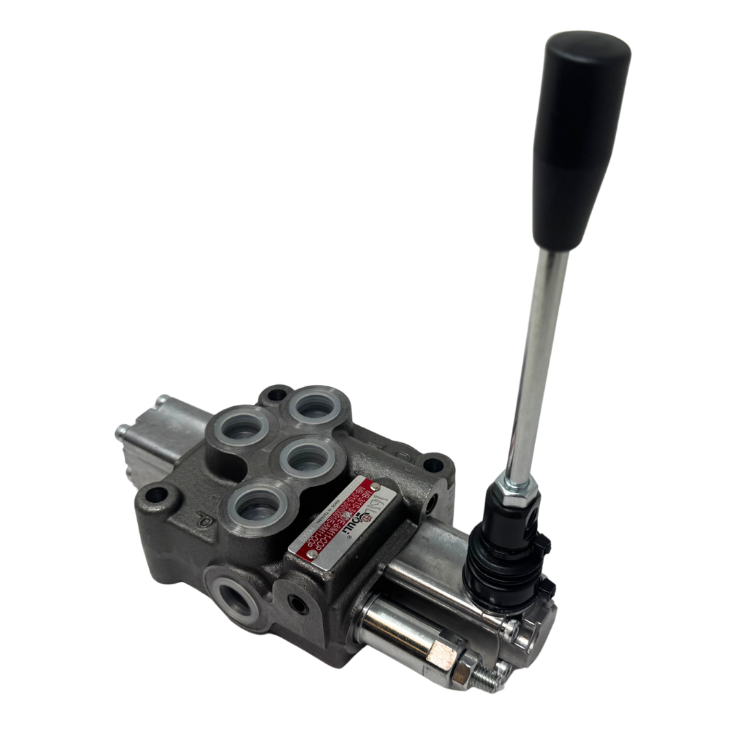 MB-3/1S-3/161L/E-8 : Youli Monoblock Directional Control Valve, 1-Section, 12GPM, 4600psi, with Direct Adjustable 900 to 2900psi Relief, Double Acting, 3-Positions, A&B Blocked, SAE #8 Ports, Detented Lever Handle, Open Center