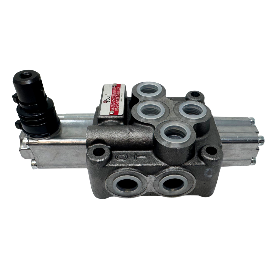 MB-3/1S-3/18L/E-8 : Youli Monoblock Directional Control Valve, 1-Section, 12GPM, 4600psi, with Direct Adjustable 900 to 2900psi Relief, Double Acting, 3-Positions, A&B Blocked, SAE #8 Ports, Spring Center, Lever Handle, Open Center