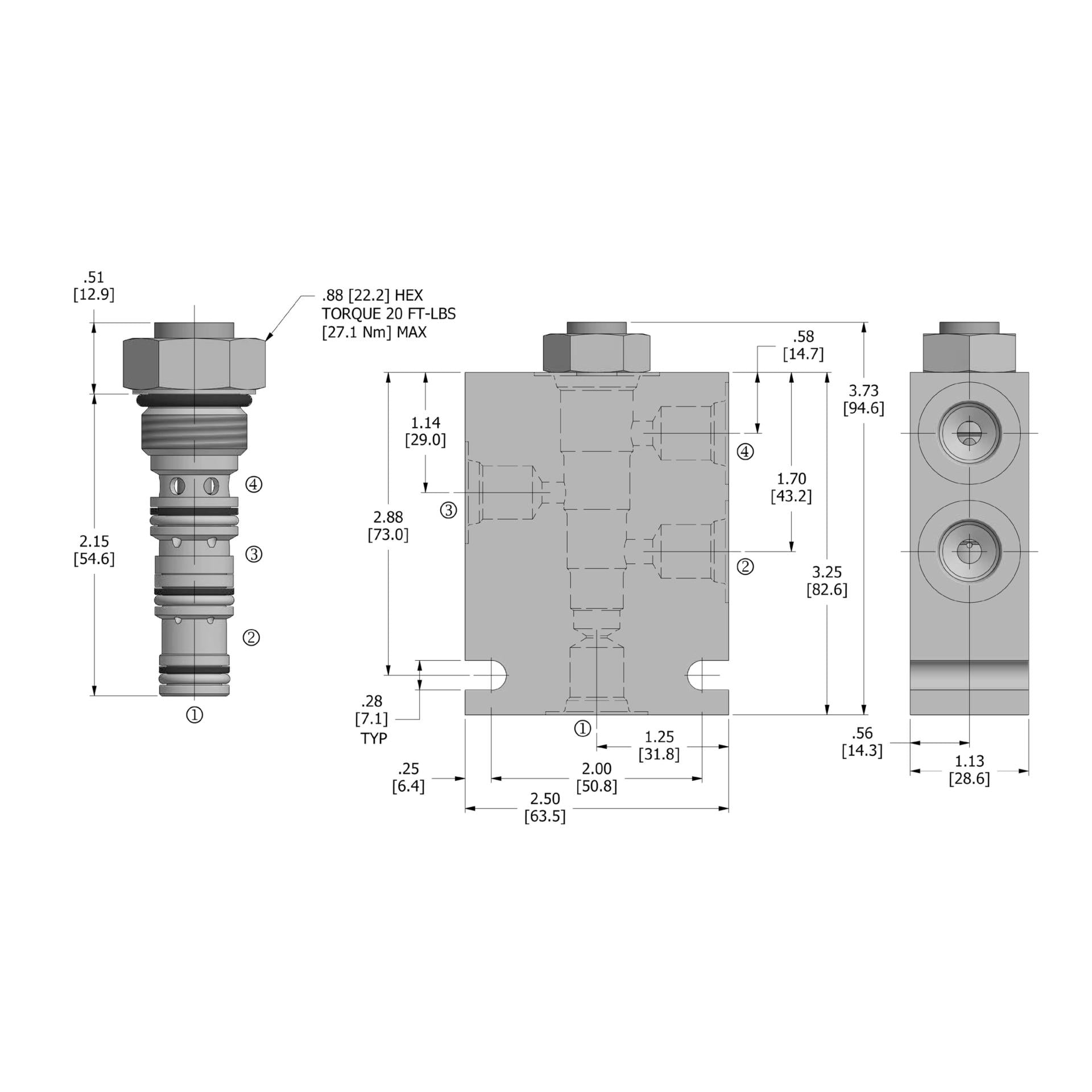 DDPC-080-P-N : Deltrol Motion Control Check Valve, Dual Pilot-To-Open, C-8-3 Cavity, 3000psi, 2GPM, 25psi Cracking Pressure