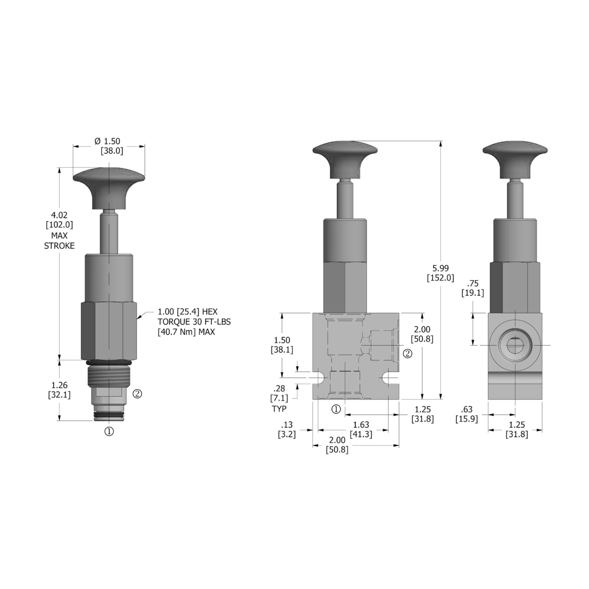 DHP3-100 : Deltrol Hand Pump, C-10-2 Cavity, 0.5in3 per stroke, 3000psi, N/AGPM