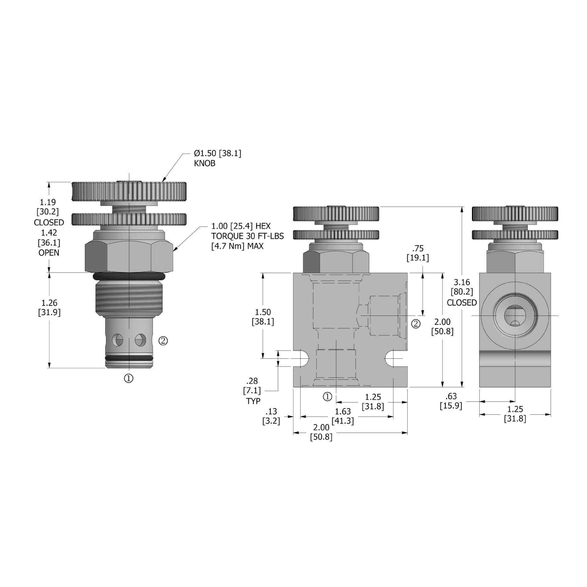 DNV-100-N-K : Deltrol Flow Control Needle Valve, Adjustable, C-10-2 Cavity, 3000psi, 12GPM