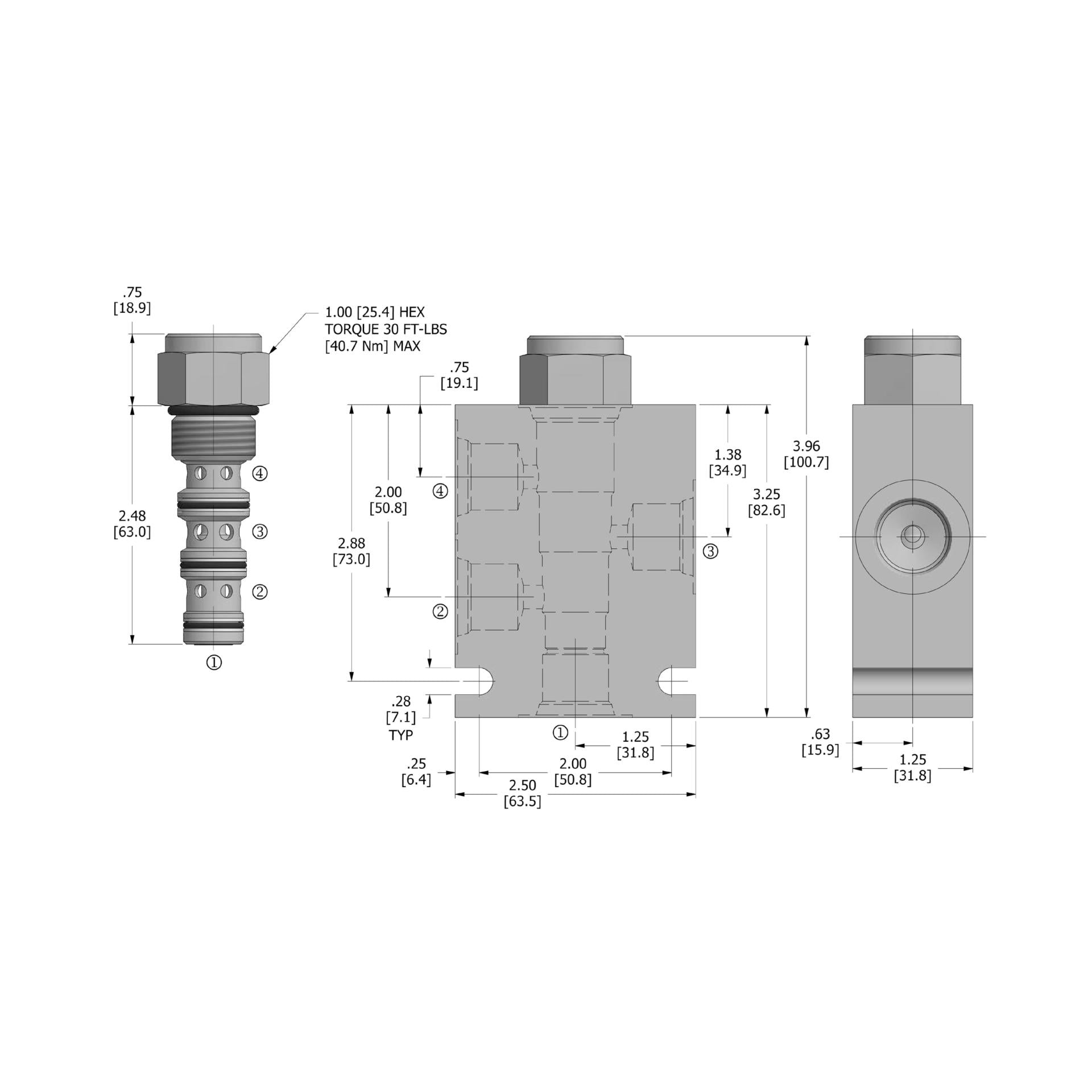 DPOD-100-3-N : Deltrol Directional, 3-Way, 2-Position, Pilot Operated, C-10-3 Cavity, 3000psi, 10GPM