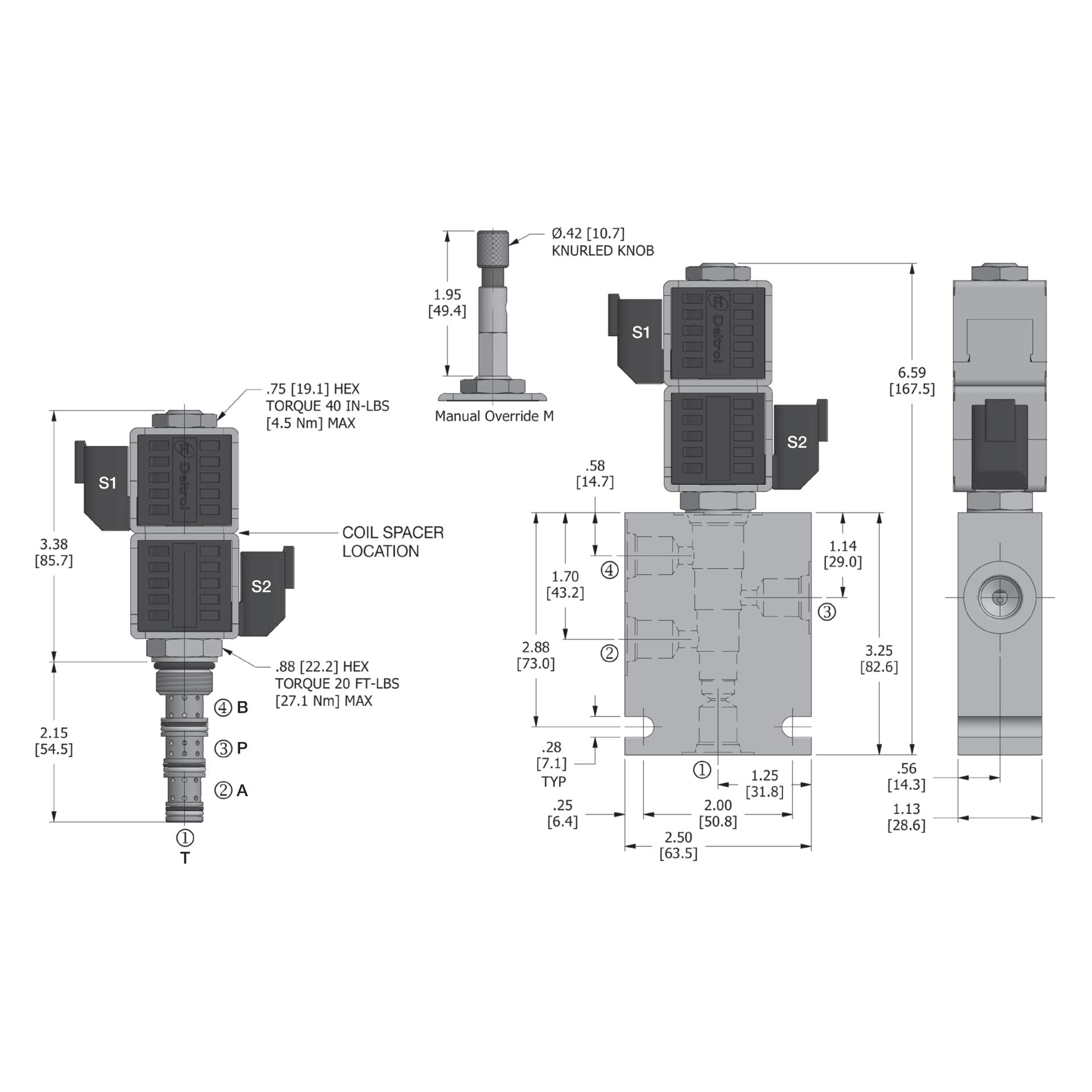DSV-080-34O-N : Deltrol Solenoid Valve, 4-Way, 3-Position, Open Center Spool, C-8-4 Cavity, 3000psi, 1.5GPM