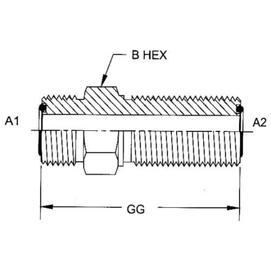 FS2700-06-06 : OneHydraulics Straight Steel Rigid Bulkhead Adapter, 11/16-16 (-06) Male ORFS x 11/16-16 (-06) Male ORFS, 9200psi