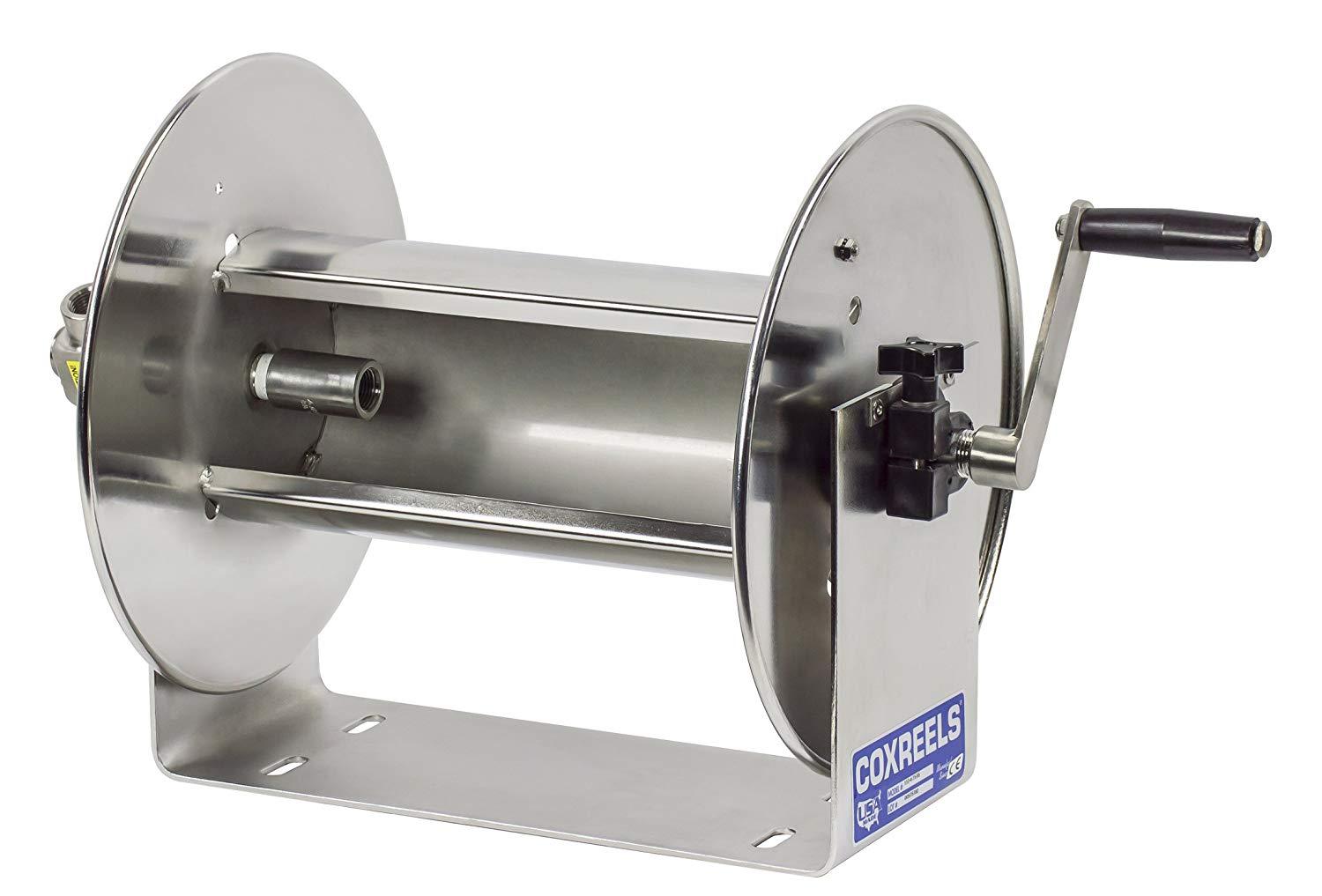 112-4-75-SS : Coxreels 112-4-75-SS Stainless Steel Hand Crank Hose Reel,  1/2 ID, 75' capacity, NO HOSE, 4000psi