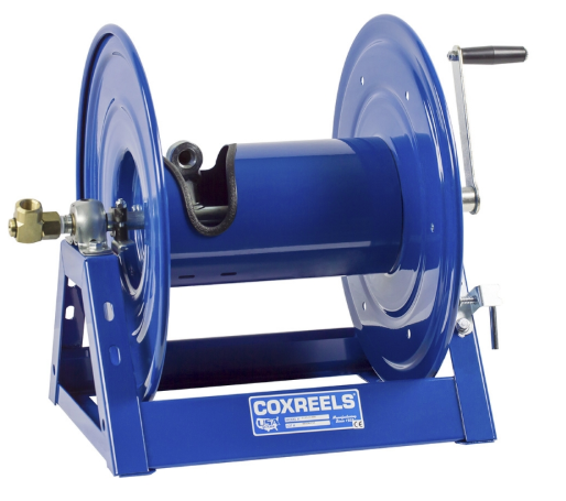 HP1125-4-200-A : Coxreels HP1125-4-200-A Compressed Air #4 Gast Motor Rewind Hose Reel, 1/2" ID, 200' capacity, NO HOSE, 5000psi