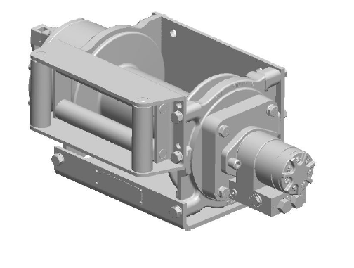 12JAAF5R1H : DP Winch, 12,000lb Bare Drum Pull, Base with Fairlead, Manual Kickout/Spring Engage, CW, Less than 18GPM Motor, 4.26" Barrel x 9.53" Length x 9.25" Flange