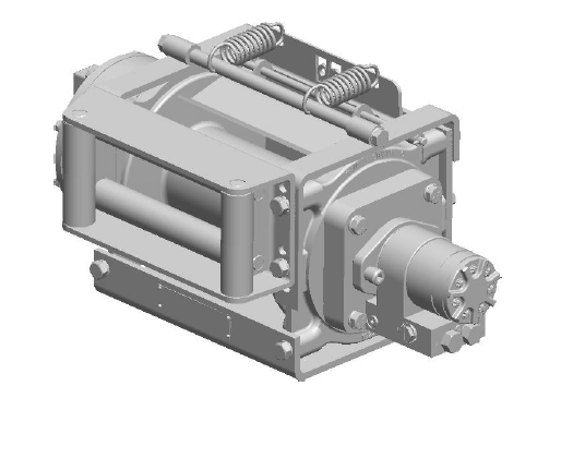 12JBAF4R1H : DP Winch, 12,000lb Bare Drum Pull, Base with Fairlead & Tensioner, Air/Hyd Kickout, CW, Less than 18GPM Motor, 4.26" Barrel x 9.53" Length x 9.25" Flange