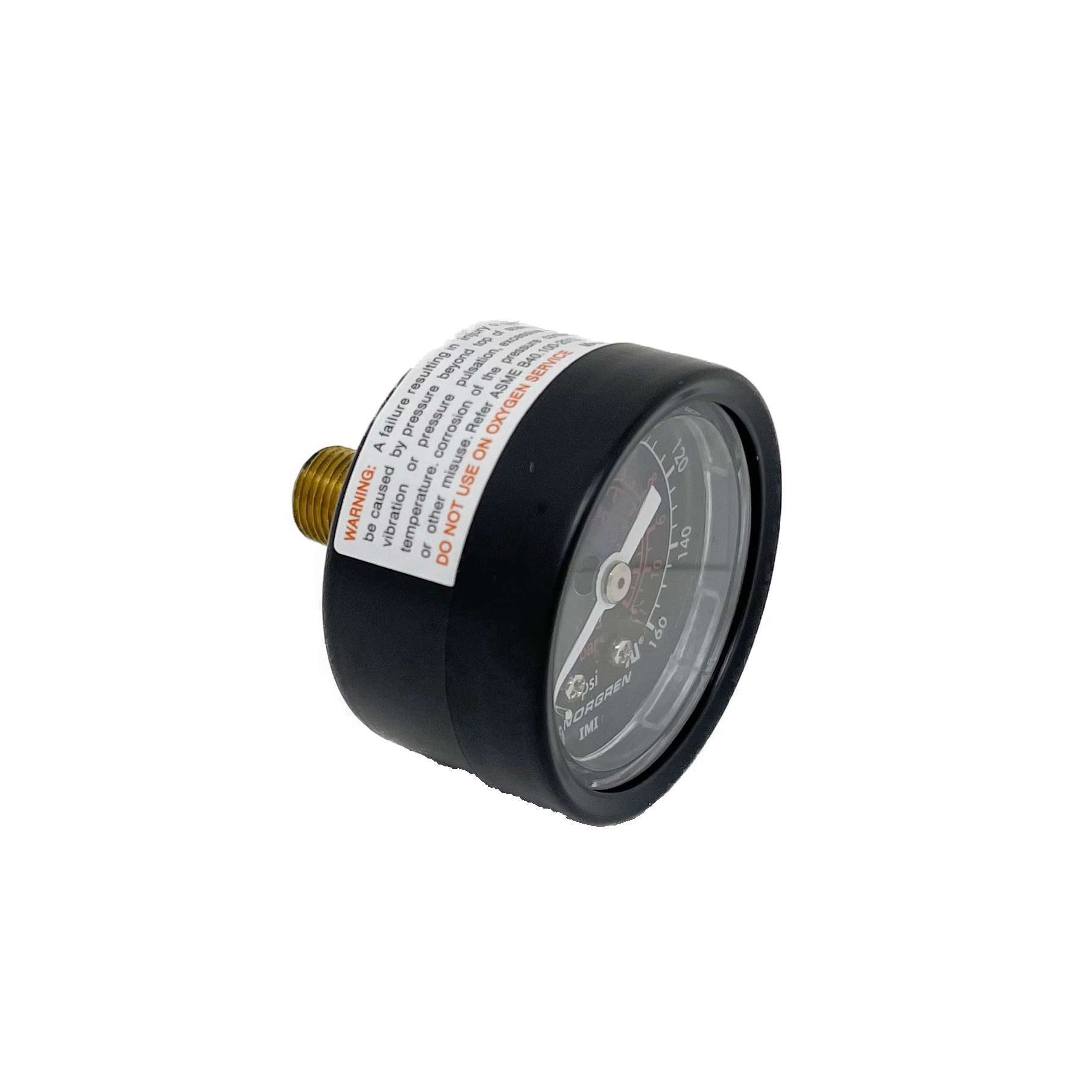 18-015-212 : Norgren Gauge, 1/8 NPT connection, 0 to 160psi, Center Back Mount, 1.5" Gauge Face