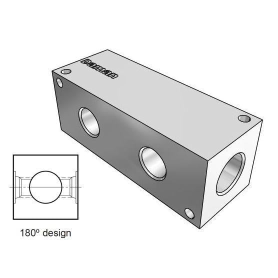 AH1800216S : Daman Header Manifold, Aluminum, 3000psi, 180 Degree, Two Station, #16 SAE (1) Ports