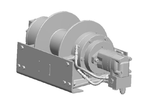 20AAX5L2G : DP Winch, 20,000lb Bare Drum Pull, Base only, Manual Kickout/Spring Engage, CCW, Less than 25GPM Motor, 5.5" Barrel x 7.19" Length x 12.75" Flange