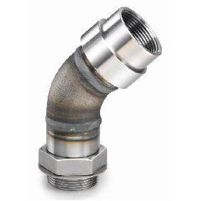 32NPT-32SAE45 : AFP SAE Thread to Tank Coupling, Steel, 45-Degree, 2" MaleSAE Side 1, 2" Tank Coupling Side 2, 400psi rated