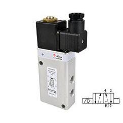 2636070024702400 : Herion 2636070 Series, soft seal, 5/2 valve, sol/spg, (24Vdc), 1/4" NPT ports, with cable grip connector