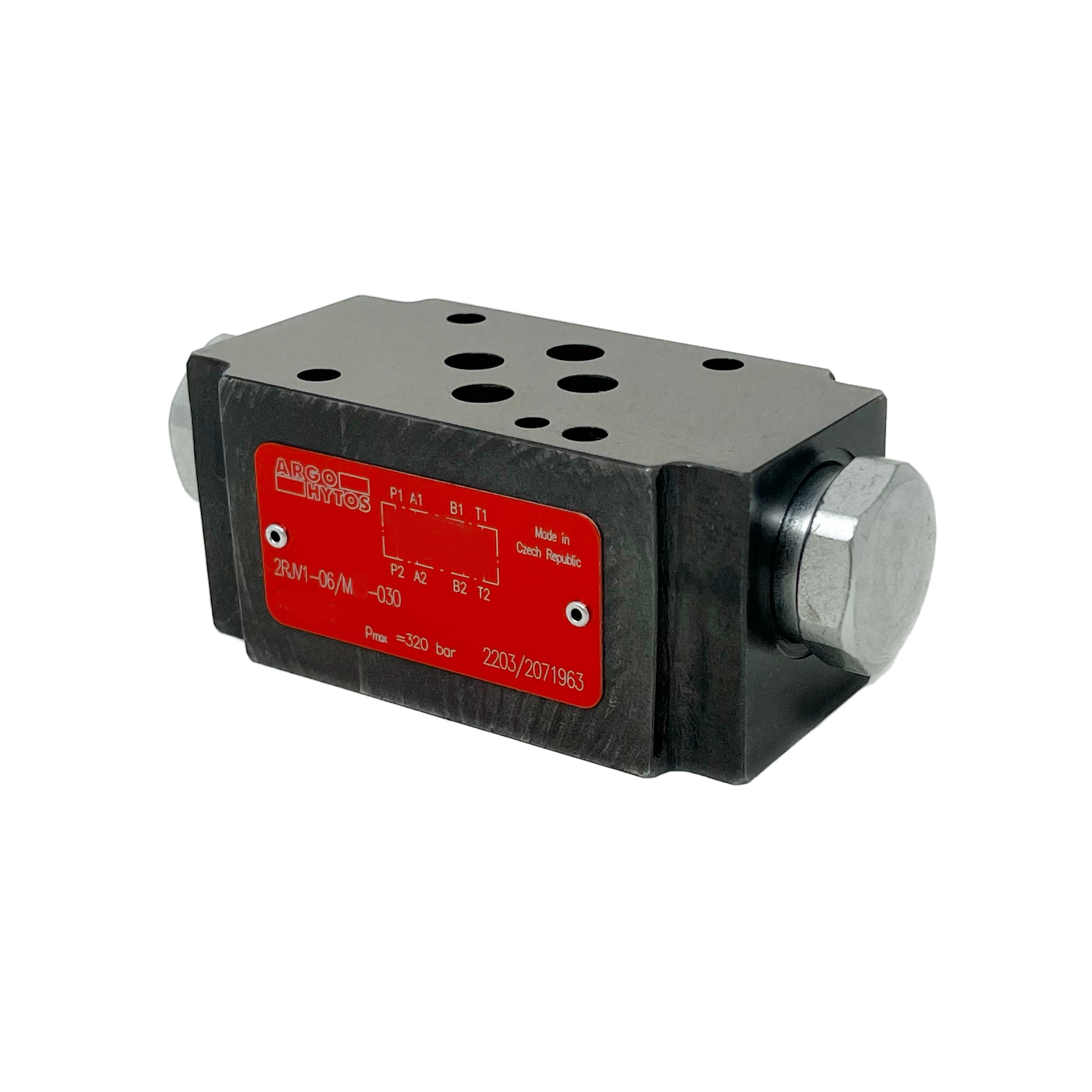 2RJV1-06/MB3-030 : Argo D03 Modular Check, Poppet, Pilot Open, 16GPM, 4600psi, Check in B, 3:1, 43.5psi Crack, Steel