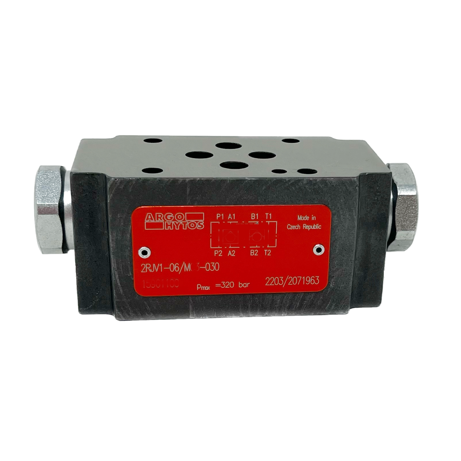 2RJV1-06/MA3-030 : Argo D03 Modular Check, Poppet, Pilot Open, 16GPM, 4600psi, Check in A, 3:1, 43.5psi Crack, Steel