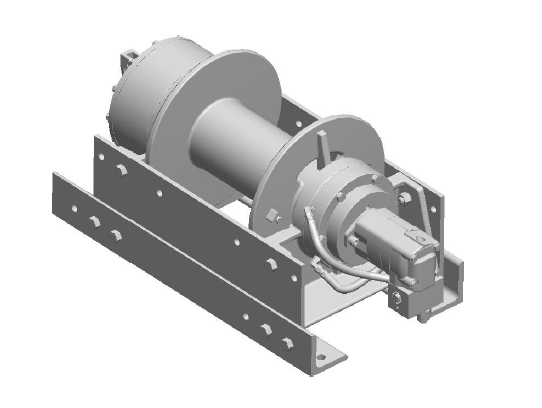30AAX5L2F : DP Winch, 30,000lb Bare Drum Pull, 31.75" Base only, Manual Kickout/Spring Engage, CCW, Less than 25GPM Motor, 6.13" Barrel x 12.12" Length x 14.69" Flange