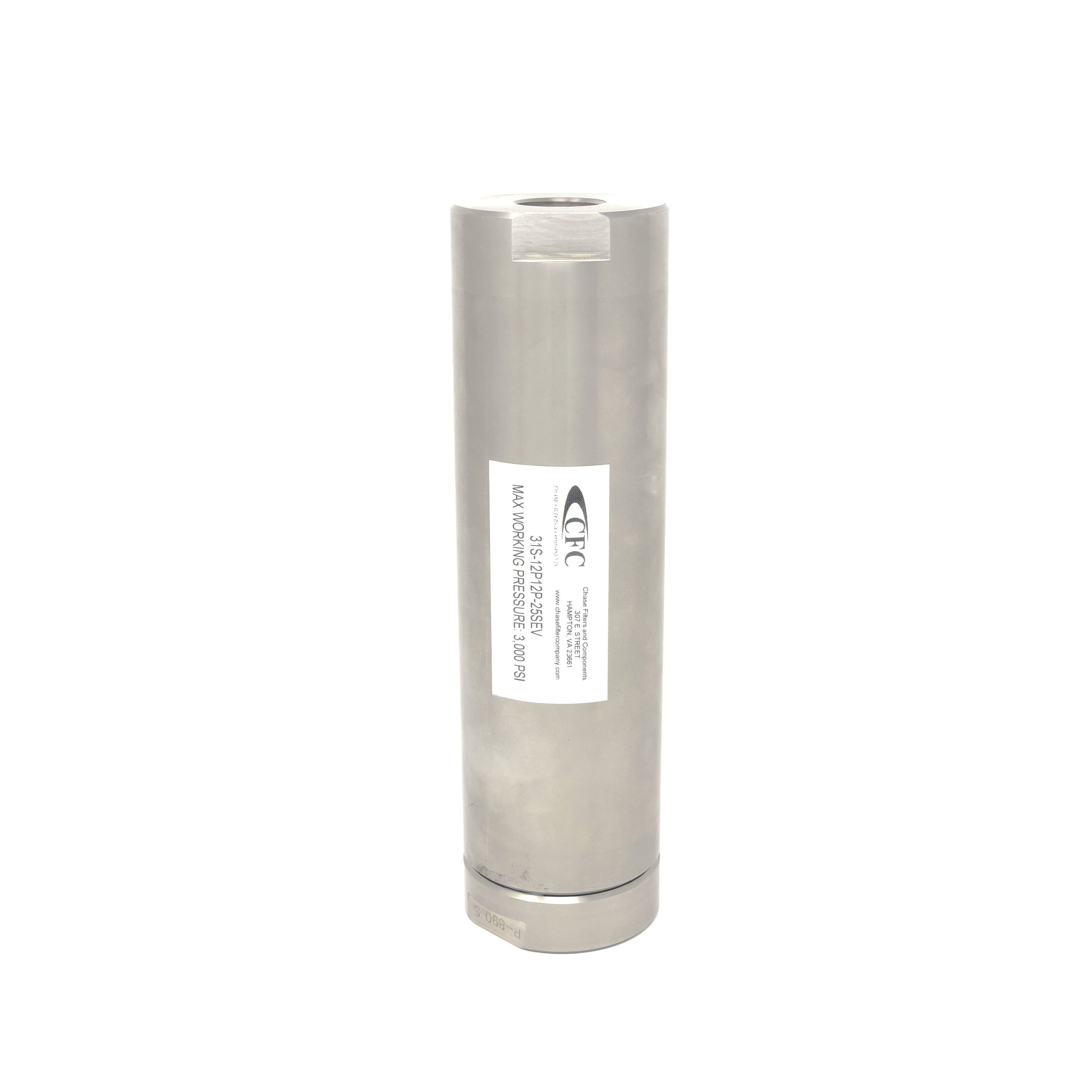 31S-16N16N-40SN : Chase High Pressure Inline Filter, 3000psi, 1" NPT, 40 Micron, No Visual Indicator, No Bypass