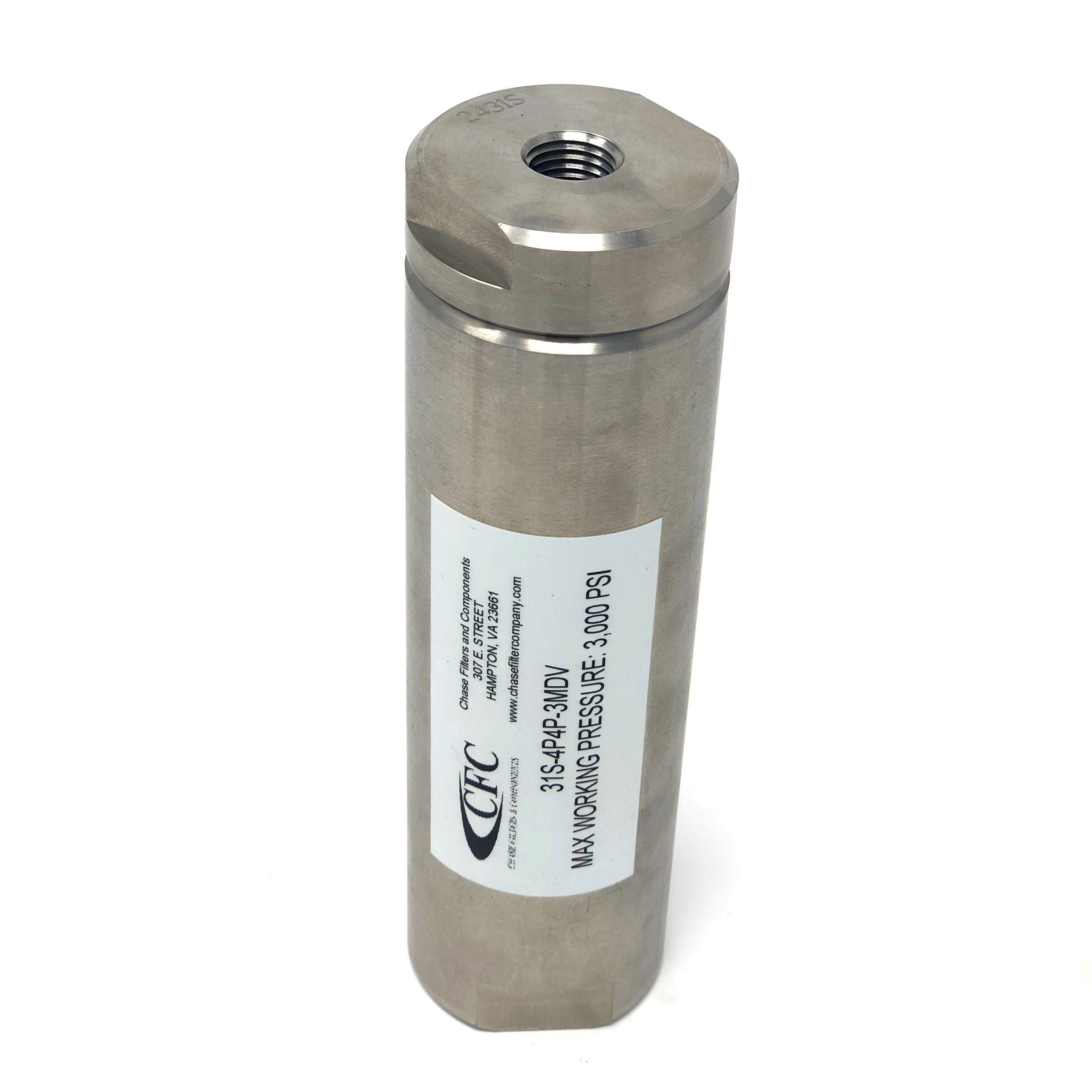 31S-8T8T-12MN : Chase High Pressure Inline Filter, 3000psi, 1/2" 37 Degree Flare , 12 Micron, No Visual Indicator, No Bypass