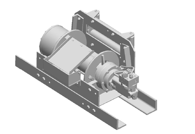 35BDF1L5F : DP Winch, 35,000lb Bare Drum Pull, 47.75" Base with Fairlead & Air Cable Hold Down, No Kickout, CCW, 12VDC 2-Speed, Less than 25GPM Motor, 6.13" Barrel x 12.12" Length x 14.69" Flange