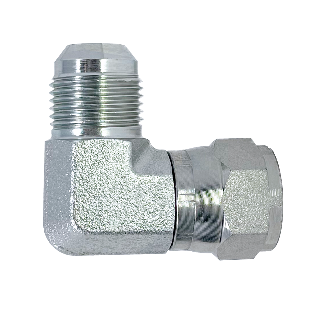 3705-04-04 : Adaptall 90-Degree Adapter, Male 0.25 (1/4") JIC x Female 0.25 (1/4") JIC, Carbon Steel