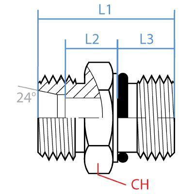 5006S-16-10 : Adaptall Straight Steel Rigid Adapter, M24 X 1.5 (-S16) Male Heavy Duty DIN Tube x 7/8-14 (-10) Male ORB