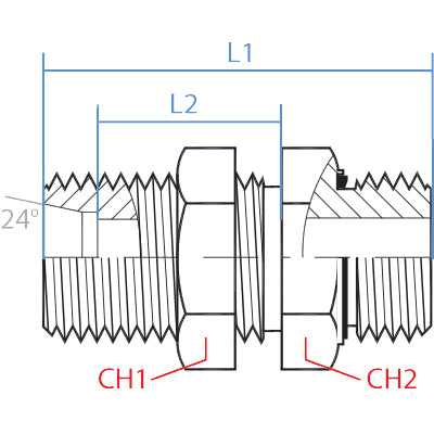 5040-L06-02ESX : Adaptall Straight Adapter, Male L06 DIN Tube x Male 0.125 (1/8") BSPP, Carbon Steel