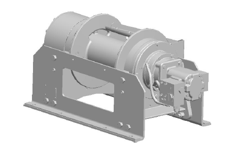 50CAT4R1B : DP Winch, 50,000lb Bare Drum Pull, 36" Base with Air Cable Hold Down, Air/Hyd Kickout, CW, More than 25GPM Motor, 7.5" Barrel x 14.00" Length x 16.5" Flange