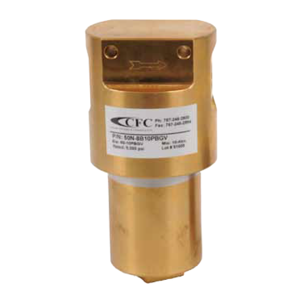 50B-8P8P-10PBGV : Chase High Pressure Oxygen Filter, 6000psi, 1/2" NPT Female, 10 Micron, No Visual Indicator, No Bypass