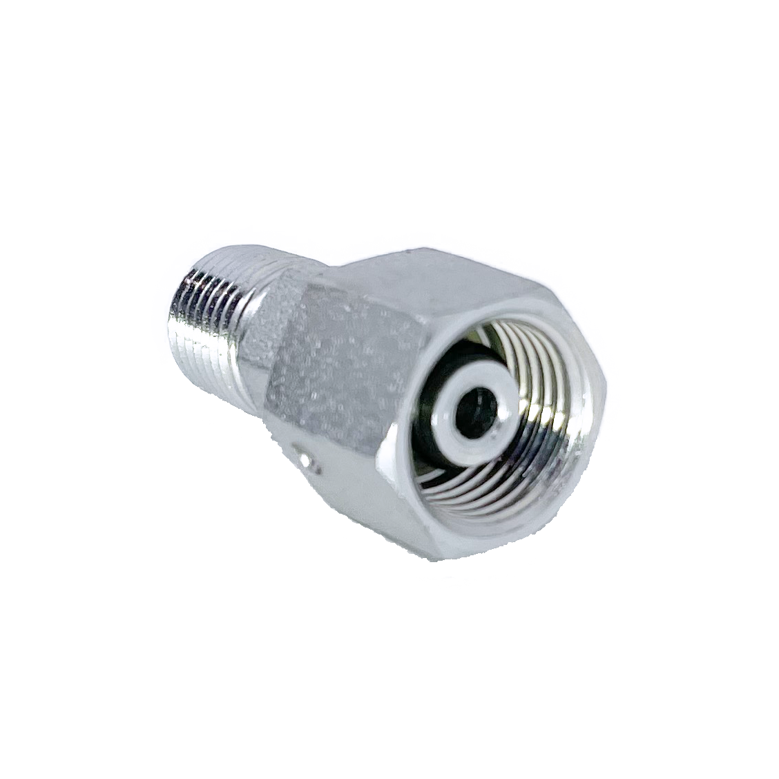 5307S-16-08 : Adaptall Straight Steel Adapter, M24 X 1.5 (-S16) Female Heavy Duty DIN Tube Swivel x 1/2-14 (-08) Male NPT
