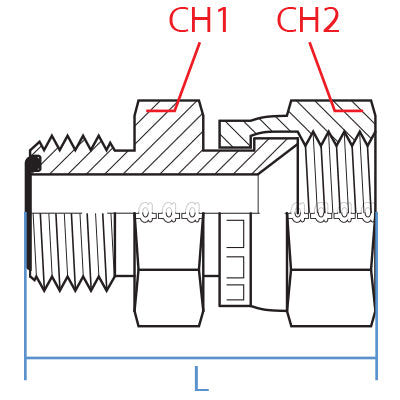 6621-04-04 : Adaptall Straight Adapter, Male 0.25 (1/4") ORFS x Female 0.25 (1/4") JIC, Carbon Steel