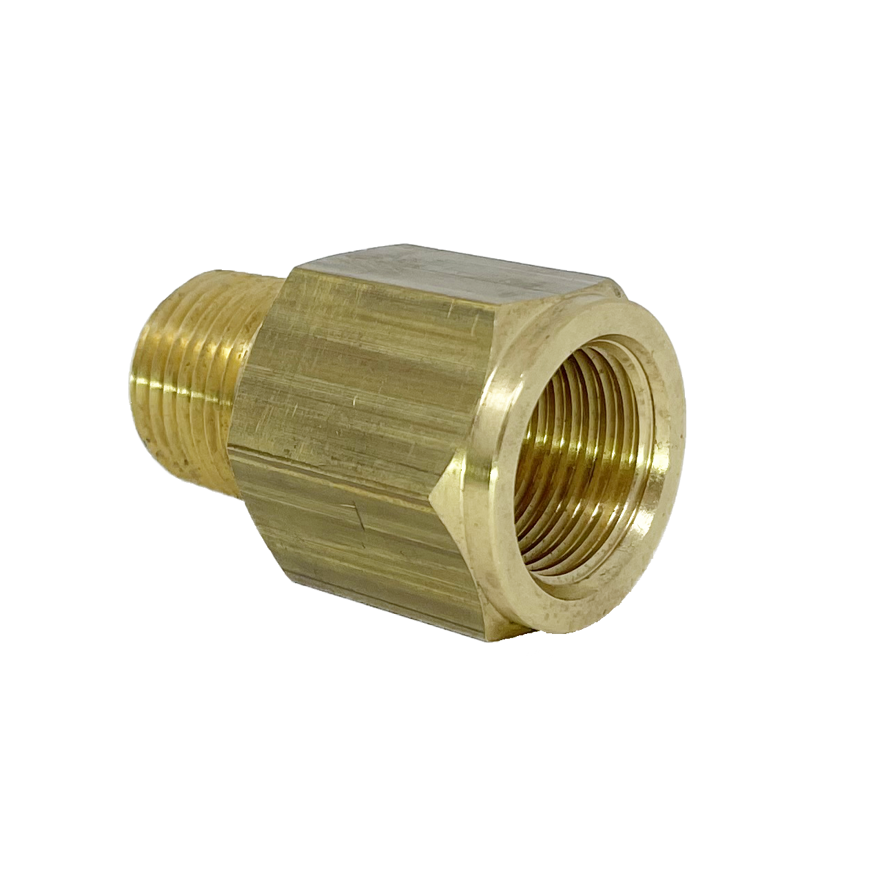 8037-04-04 : Adaptall Straight Brass Rigid Adapter, 1/4-18 (-04) Male NPT x 1/4-19 (-04) Female BSPP