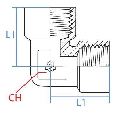 8075-02-02 : Adaptall 90-Degree Adapter, Female 0.125 (1/8") BSPP x Female 0.125 (1/8") BSPP, BRASS