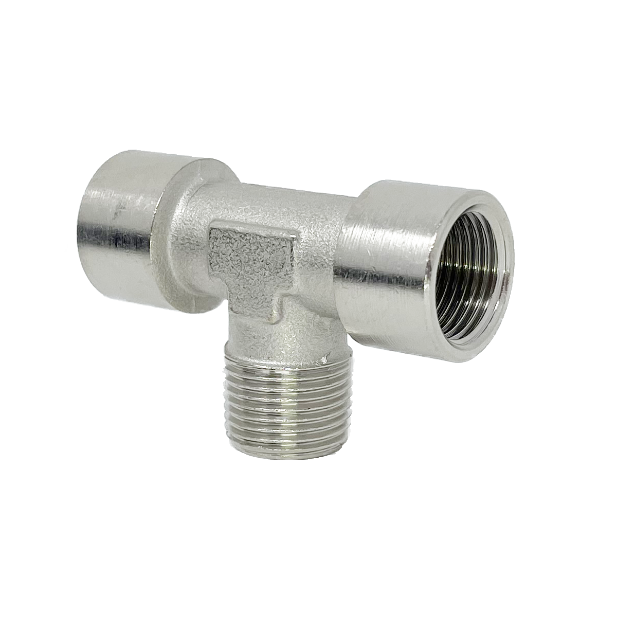8093-04-04-04 : Adaptall Tee Adapter, Female 0.25 (1/4") BSPP x Female 0.25 (1/4") BSPP x Male 1/4" BSPT, BRASS