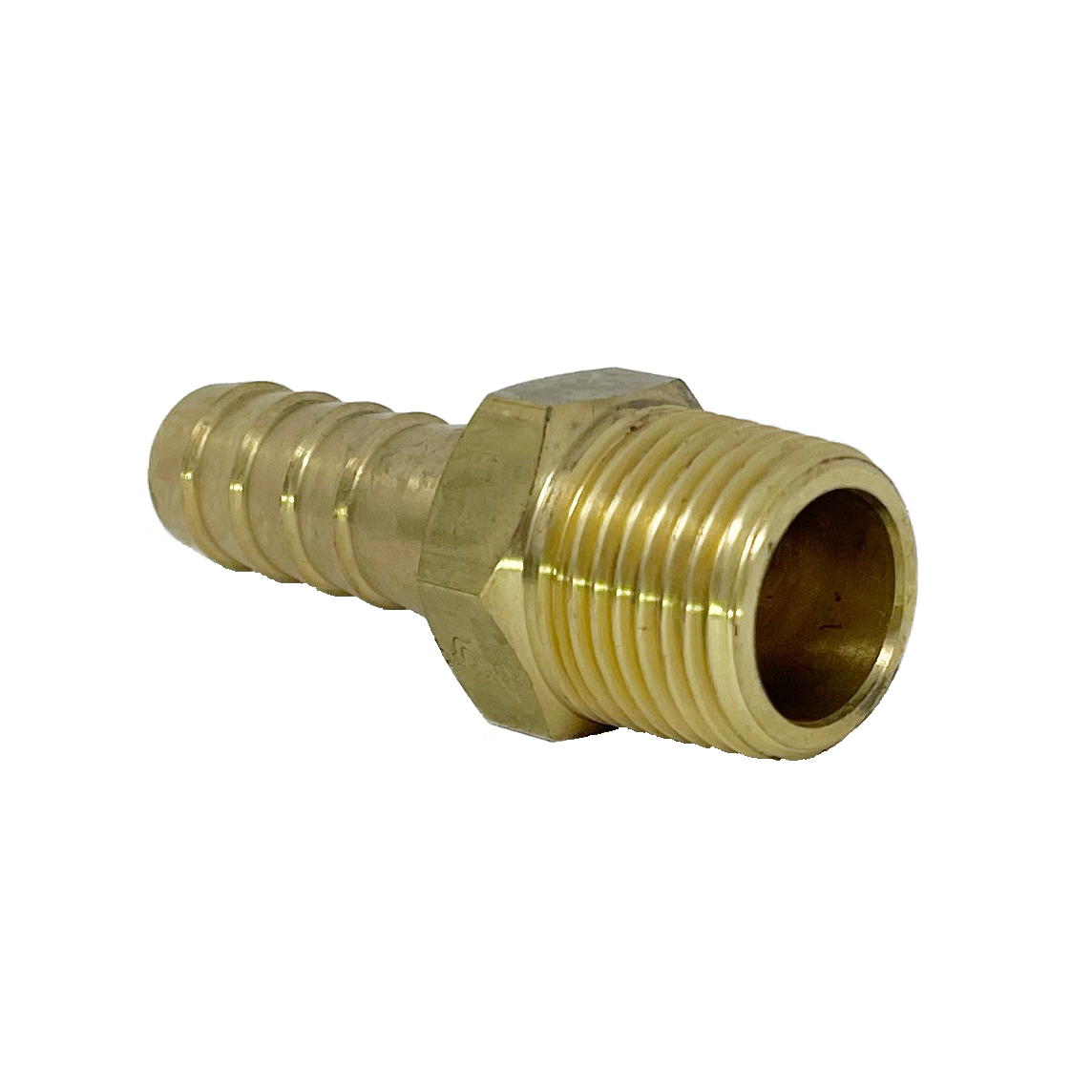 8920T-06-08 : BRASS Male BSPT X Hose Barb, 0.375 (3/8"), Brass