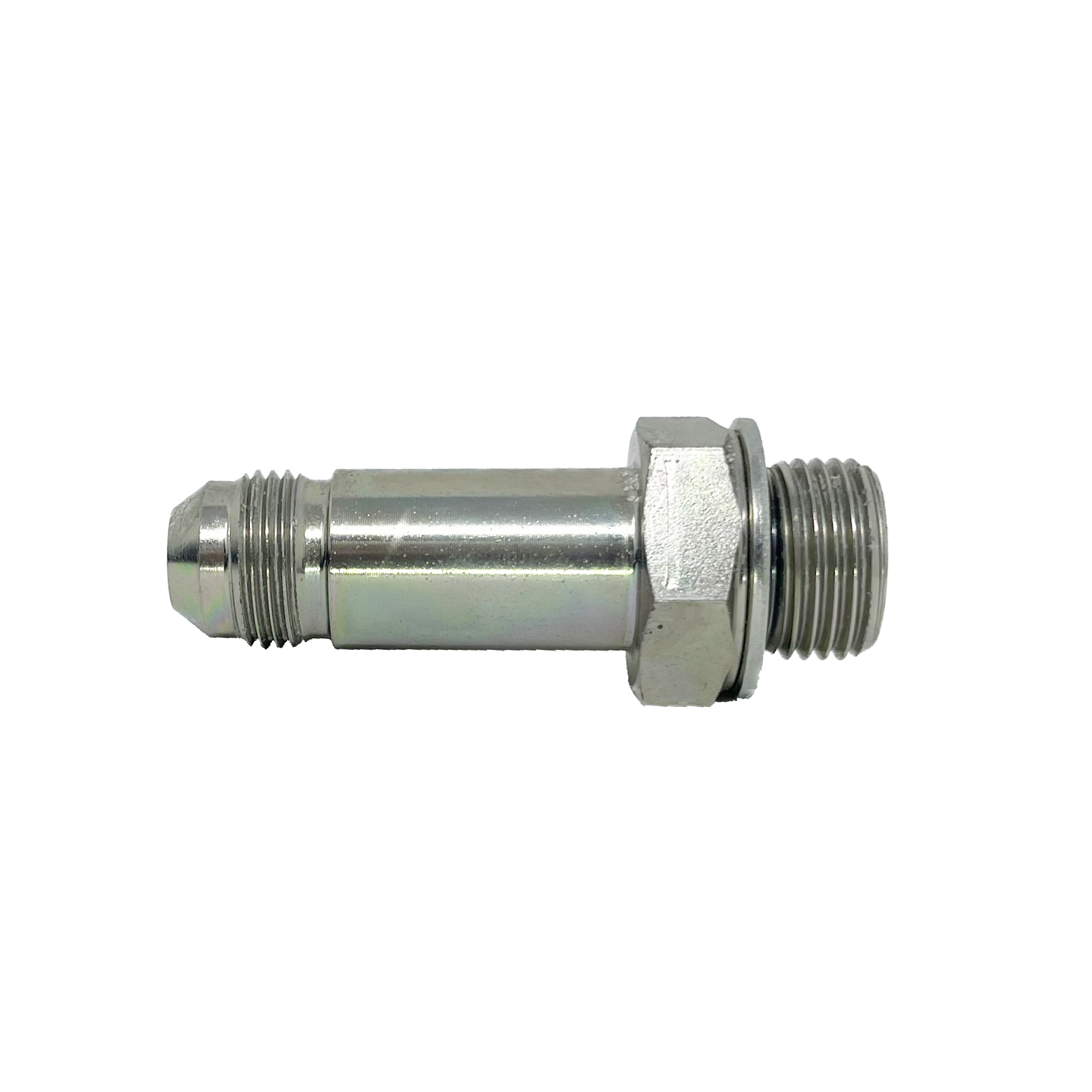 9002L-12-12 : Adaptall Straight Adapter, Male 0.75 (3/4") JIC x Male 0.75 (3/4") BSPP, Carbon Steel